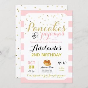 Pancakes and Pajamas Invitation Birthday party Kaart