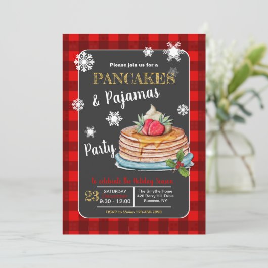 Pancakes and Pajamas Party Kaart (Staand voorkant)