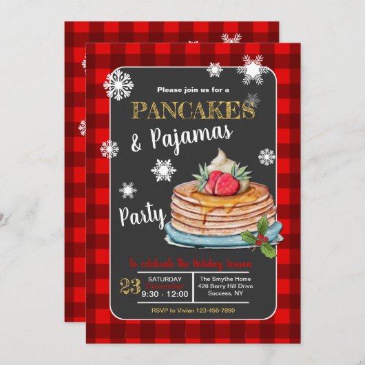 Pancakes and Pajamas Party Kaart (Voorkant / Achterkant)