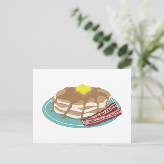 Pancakes Bacon Briefkaart (Staand voorkant)