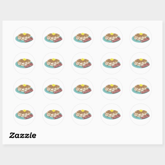 Pancakes Bacon Ronde Sticker (Vel)
