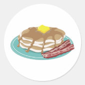 Pancakes Bacon Ronde Sticker (Voorkant)