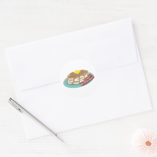Pancakes Bacon Ronde Sticker (Envelop)