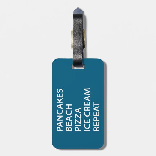 Pancakes Beach Pizza Ice Cream Repeat Bagagelabel (Achterkant verticaal)