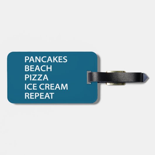 Pancakes Beach Pizza Ice Cream Repeat Bagagelabel (Achterkant horizontaal)