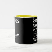 Pancakes Beach Pizza Ice Cream Repeat Tweekleurige Koffiemok (Center)