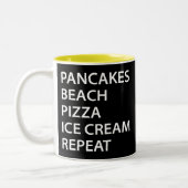 Pancakes Beach Pizza Ice Cream Repeat Tweekleurige Koffiemok (Links)