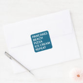 Pancakes Beach Pizza Ice Cream Repeat Vierkante Sticker (Envelop)