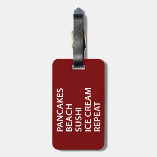 Pancakes Beach Sushi Ice Cream Repeat Bagagelabel (Achterkant verticaal)