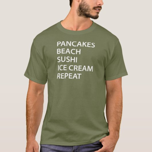 Pancakes Beach Sushi Ice Cream Repeat T-shirt (Voorkant)