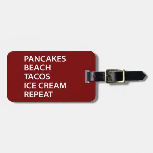 Pancakes Beach Tacos Ice Cream Repeat Bagagelabel (Voorkant horizontaal)