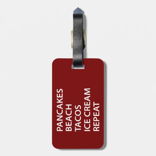Pancakes Beach Tacos Ice Cream Repeat Bagagelabel (Achterkant verticaal)