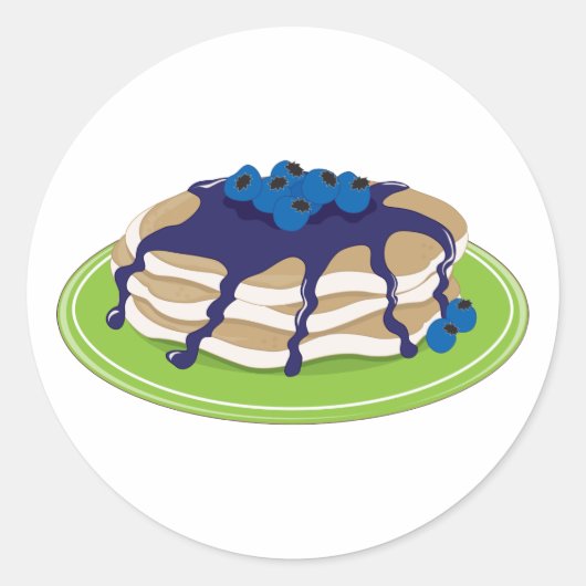 Pancakes Blueberry Ronde Sticker (Voorkant)
