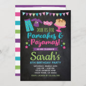 Pancakes en Pajamas Birthday Chalkboard Invite Kaart (Voorkant / Achterkant)