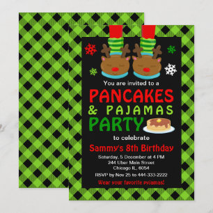 Pancakes en Pajamas Birthday Reindeer Green Play Kaart