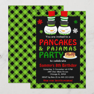 Pancakes en Pajamas Birthday Snowman Green Play Kaart