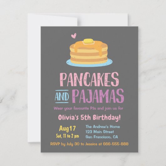 Pancakes en Pajamas Chevron Birthday Party Kaart (Voorkant)