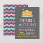 Pancakes en Pajamas Chevron Birthday Party Kaart (Voorkant / Achterkant)