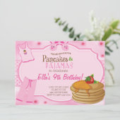 Pancakes en pyjama Birthday-uitnodigingen Kaart (Staand voorkant)