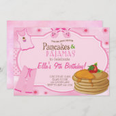 Pancakes en pyjama Birthday-uitnodigingen Kaart (Voorkant / Achterkant)