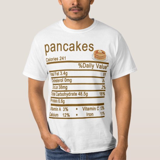 pancakes Nutrition Facts label T-shirt (Voorkant)