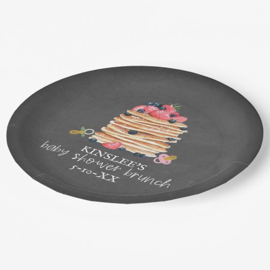 Pancakes & Pacifiers Baby shower Brunch Chalkboard Papieren Bordje (Gekanteld)