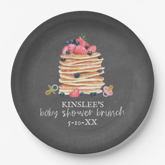Pancakes & Pacifiers Baby shower Brunch Chalkboard Papieren Bordje (Voorkant)