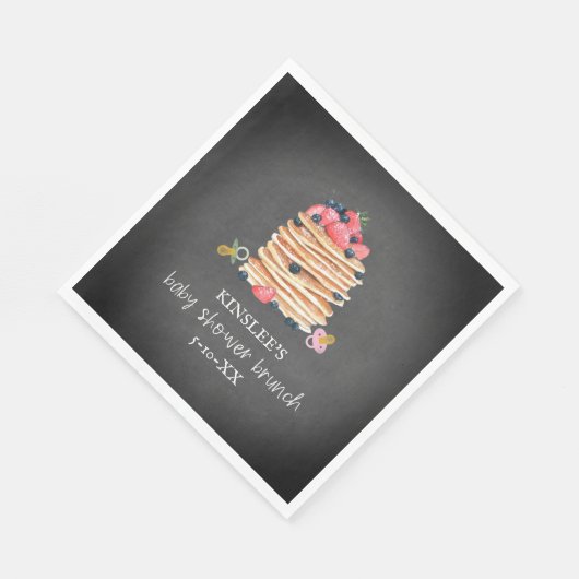 Pancakes & Pacifiers Baby shower Brunch Chalkboard Servet (Hoek)
