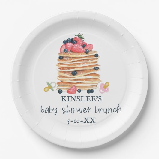 Pancakes & Pacifiers Baby shower Brunch Papieren Bordje (Voorkant)