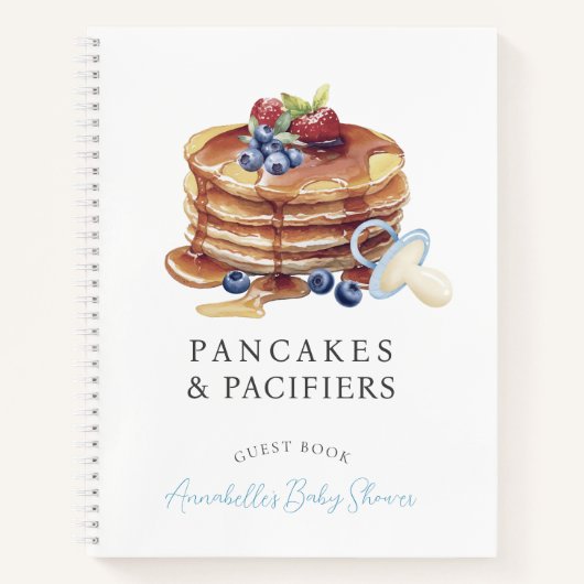 Pancakes & Pacifiers Blue Baby Shower Guest Book Notitieboek (Voorkant)