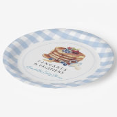 Pancakes & Pacifiers Blue Gingham Boy Baby Shower Papieren Bordje (Gekanteld)