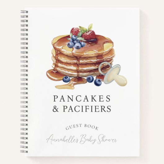 Pancakes & Pacifiers Gray Baby Shower Guest Book Notitieboek (Voorkant)