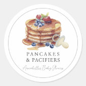 Pancakes & Pacifiers Gray Baby Shower Ronde Sticker (Voorkant)