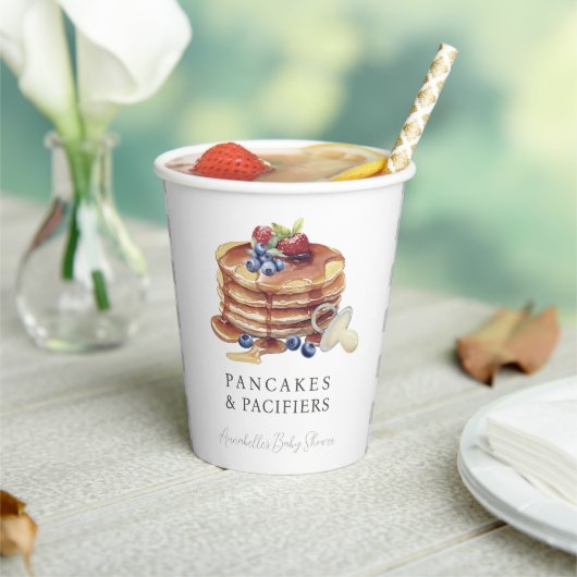Pancakes & Pacifiers Gray Gingham Baby Shower Papieren Bekers (Insitu)