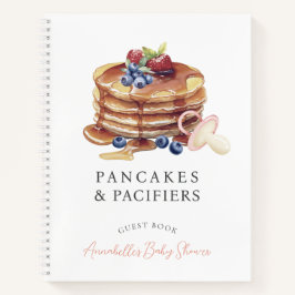 Pancakes & Pacifiers Pink Baby Shower Guest Book Notitieboek