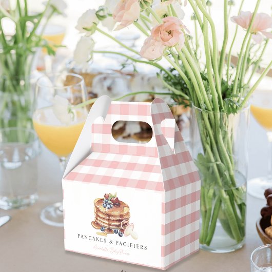 Pancakes & Pacifiers Pink Gingham Girl Baby Shower Bedankdoosjes