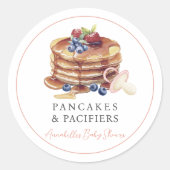 Pancakes & Pacifiers Pink Girl Baby Shower Ronde Sticker (Voorkant)