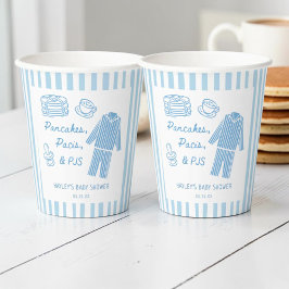 Pancakes, Pacis & PJs Boy Baby Shower Papieren Bekers