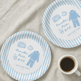 Pancakes, Pacis & PJs Boy Baby Shower Papieren Bordje