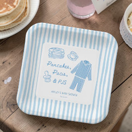Pancakes, Pacis & PJs Boy Baby Shower Papieren Bordje