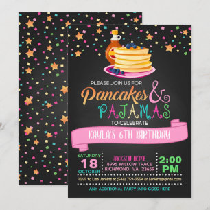 Pancakes & Pajamas Birthday Invitation Kaart