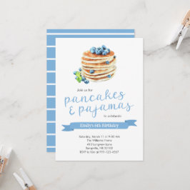Pancakes & Pajamas Birthday Invitation Kaart