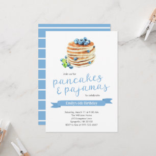 Pancakes & Pajamas Birthday Invitation Kaart