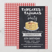 Pancakes Pajamas Birthday Party Invitation Kaart (Voorkant / Achterkant)