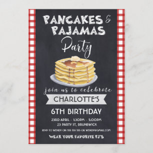 Pancakes Pajamas Birthday Party Invitation Kaart