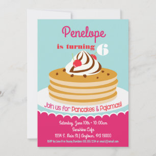 Pancakes Pajamas Invitation Girls Birthday Party Kaart