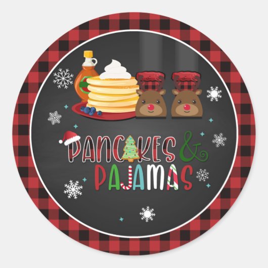 Pancakes & Pajamas-kerstfeesttekker Ronde Sticker (Voorkant)