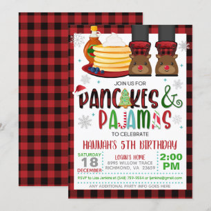 Pancakes & Pajamas Kerstkerstavond Uitnodiging W