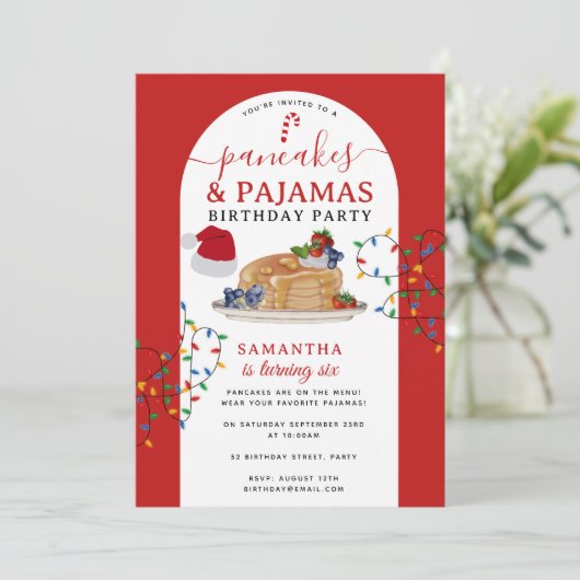 Pancakes Pajamas PJ's Girl Christmas Birthday Kaart (Staand voorkant)