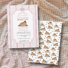 Pancakes Pajamas PJ's Girl Kids Birthday Party Kaart